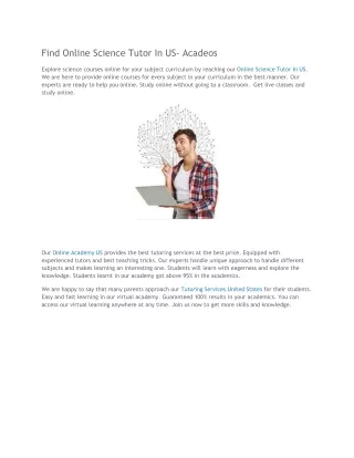 find online science tutor in us acadeos