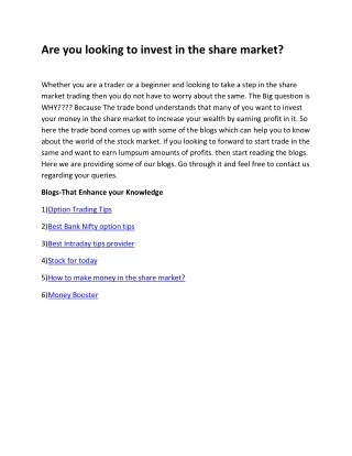 Are you looking to invest in the share market-converted