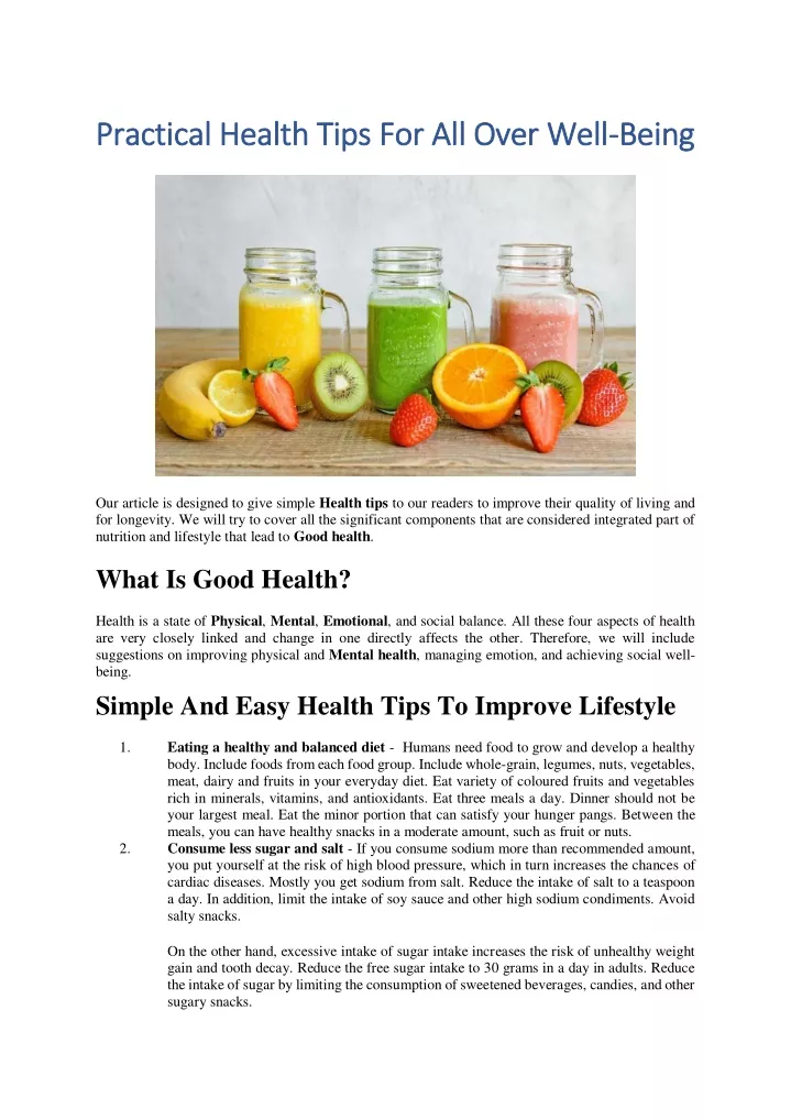 practical health tips for all over well practical
