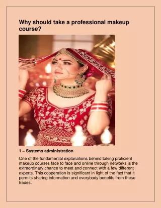 why should take a professional makeup course