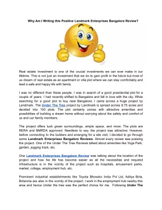 Why Am I Writing this Positive Landmark Enterprises Bangalore Review (1)