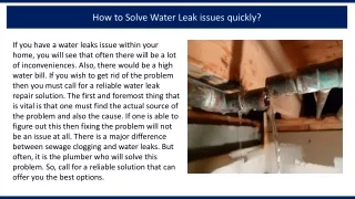 how to solve water leak issues quickly