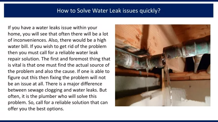 how to solve water leak issues quickly