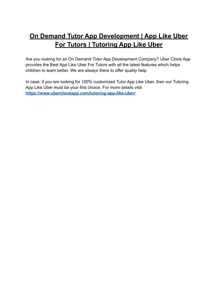 on demand tutor app development app like uber