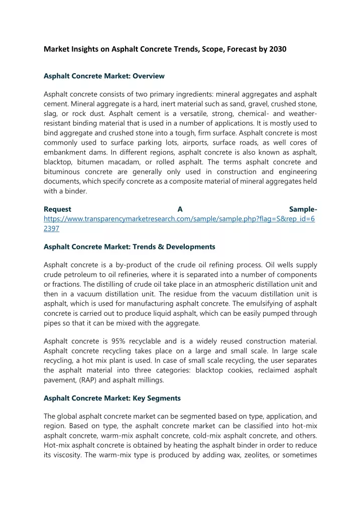 market insights on asphalt concrete trends scope