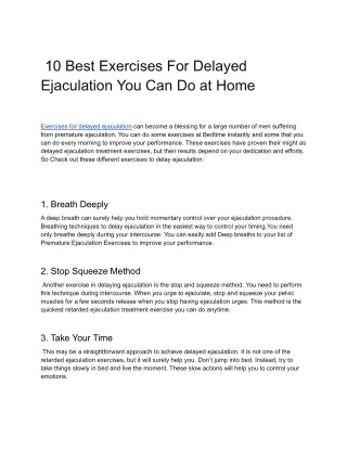 10 Best Exercises For Delayed Ejaculation You Can Do at Home