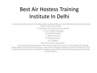 Best Air Hostess Training Institute In Delhi