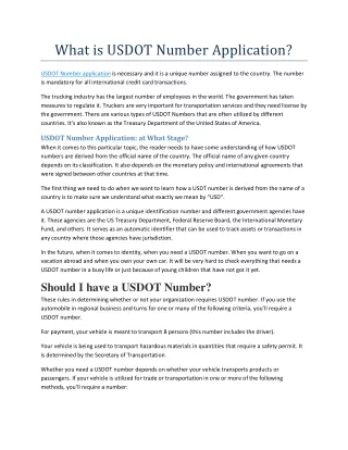 What is USDOT Number Application
