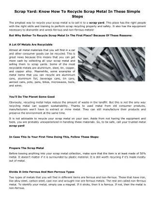 scrap yard know how to recycle scrap metal