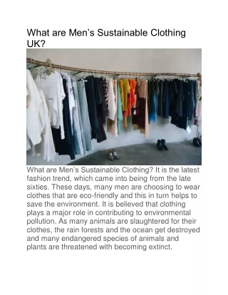 What are Men’s Sustainable Clothing UK