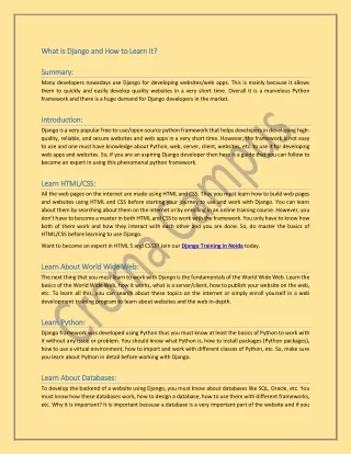 what is django and how to learn it what is django