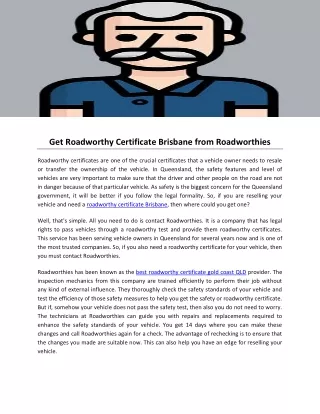 Get Roadworthy Certificate Brisbane from Roadworthies