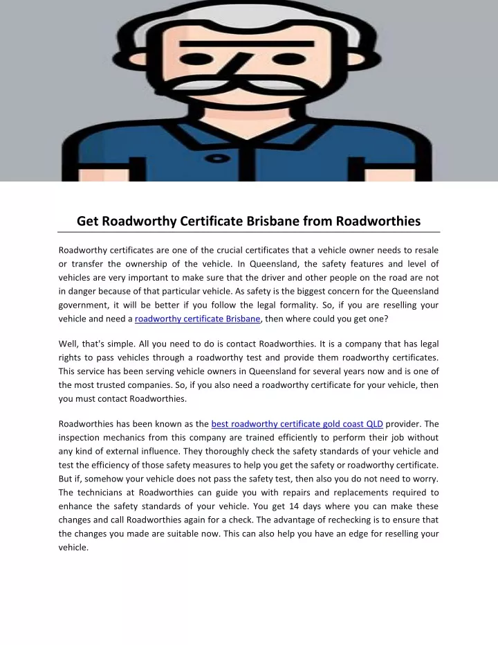 get roadworthy certificate brisbane from