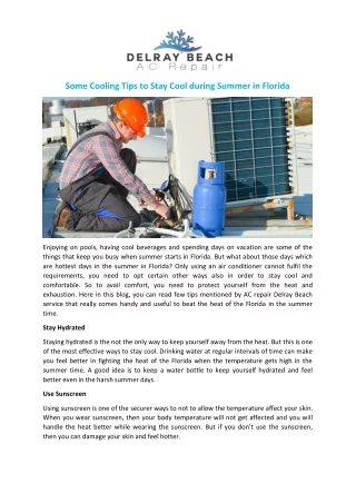 Some Cooling Tips to Stay Cool during Summer in Florida