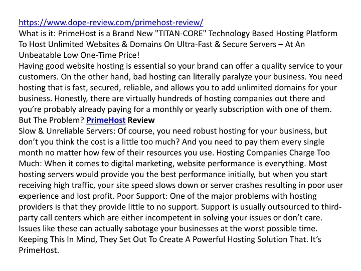 https www dope review com primehost review what