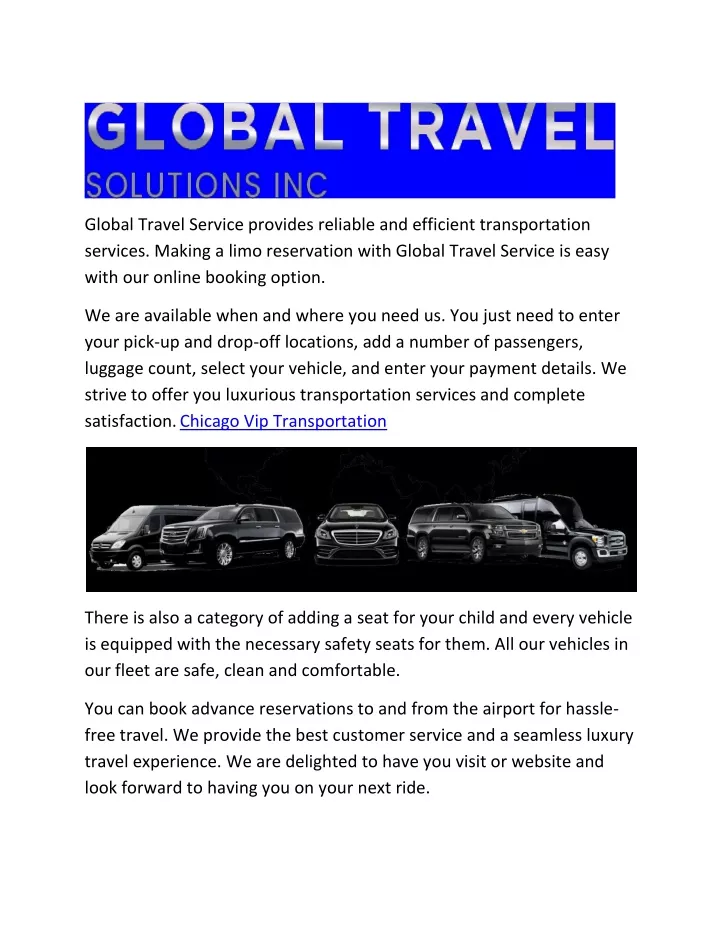 global travel service provides reliable