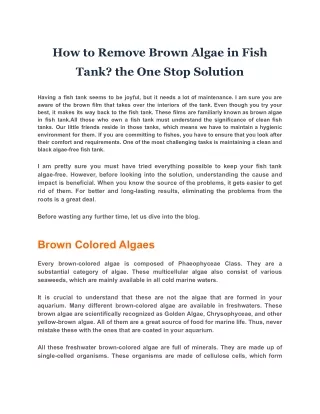 how to remove brown algae in fish