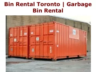 Bin Rental Toronto | Garbage Bin Rental
