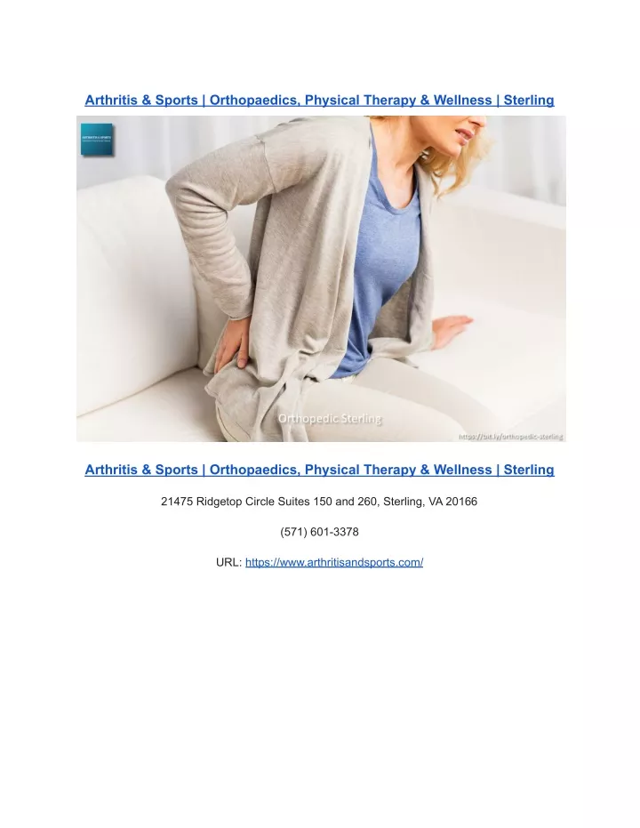 arthritis sports orthopaedics physical therapy