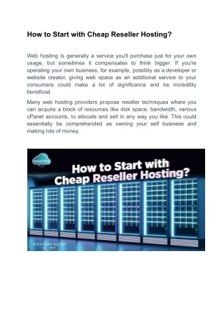 How to Start with Cheap Reseller Hosting