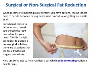 Surgical or Non-Surgical Fat Reduction