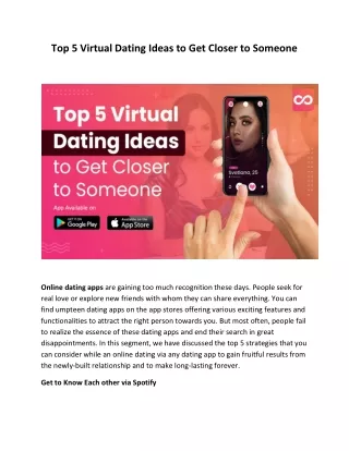 Top 5 Virtual Dating Ideas to Get Closer to Someone (1)