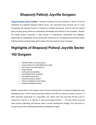 Shapoorji palonji Joyville
