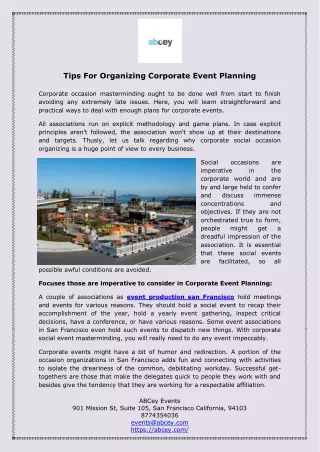 Tips For Organizing Corporate Event Planning