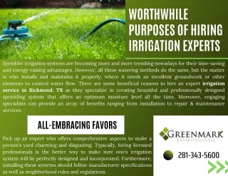 Worthwhile Purposes Of Hiring Irrigation Experts