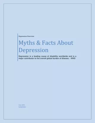 depression overview myths facts about depression