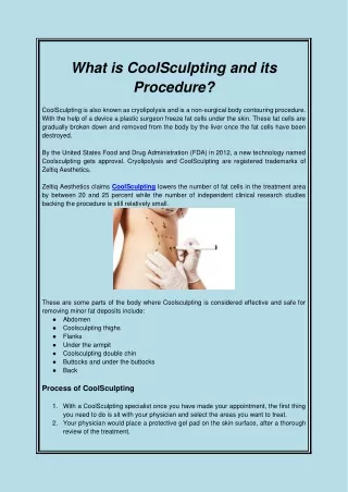 What is CoolSculpting and its Procedure