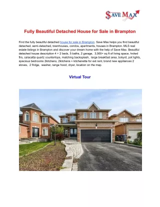 fully beautiful detached house for sale