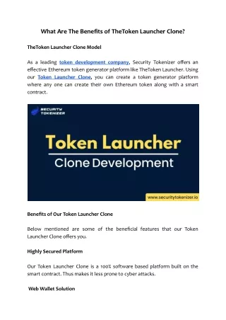 what are the benefits of thetoken launcher clone