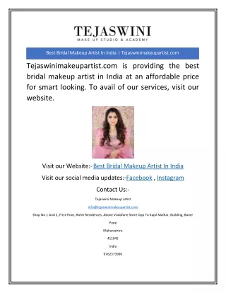 Best Bridal Makeup Artist In India | Tejaswinimakeupartist.com