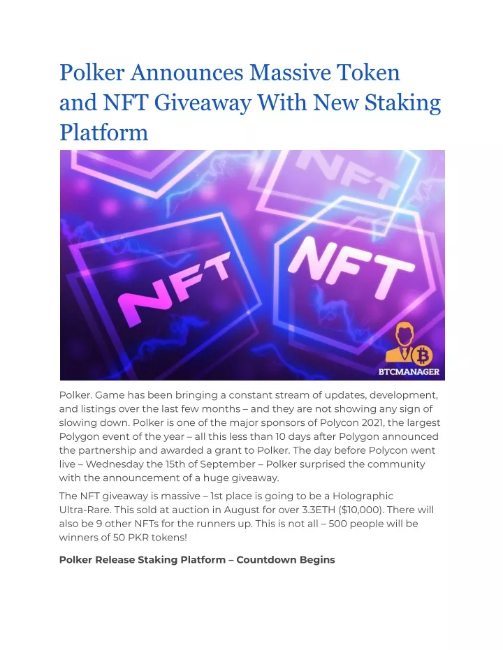 polker announces massive token and nft giveaway