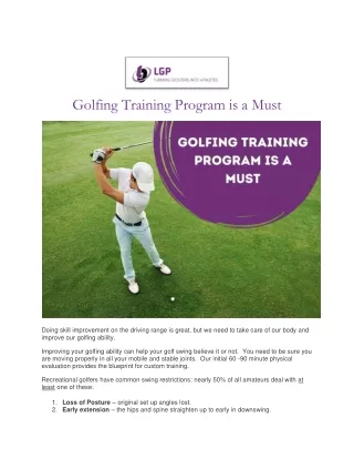 Golfing Training Program is a Must