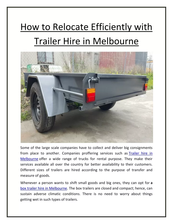 how to relocate efficiently with trailer hire