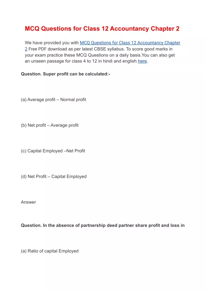 mcq questions for class 12 accountancy chapter 2