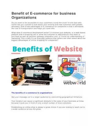 benefit of e commerce for business organizations