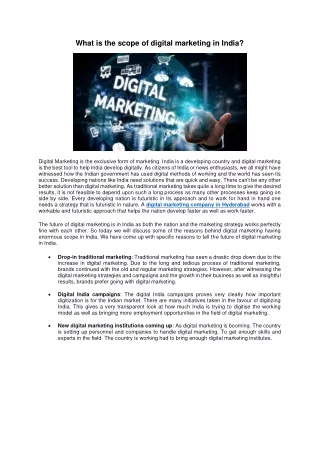 what is the scope of digital marketing in india