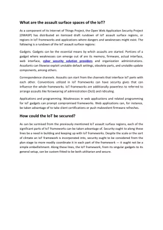 what are the assault surface spaces of the iot