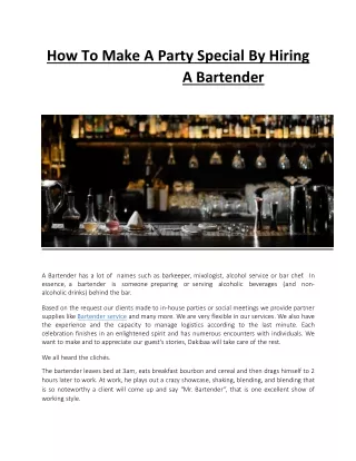 How To Make A Party Special By Hiring A Bartender