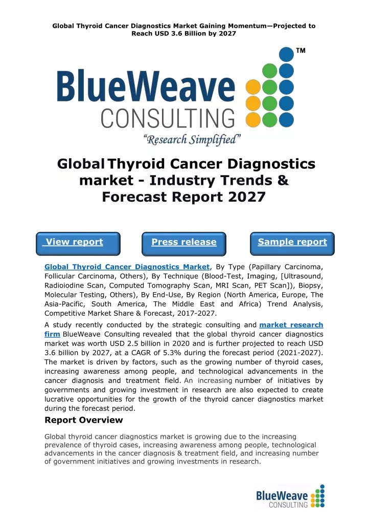 global thyroid cancer diagnostics market gaining