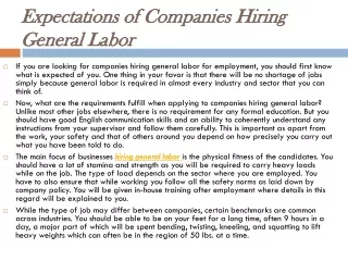 Hiring General Labor