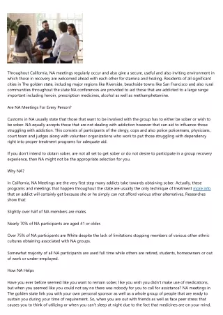 Assistance Meetings For Recovering Addicts