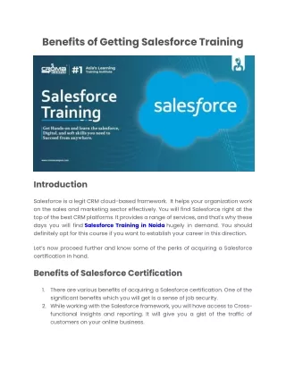 benefits of getting salesforce training