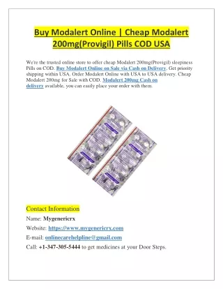 Buy Modalert Online | Cheap Modalert 200mg(Provigil) Pills COD USA