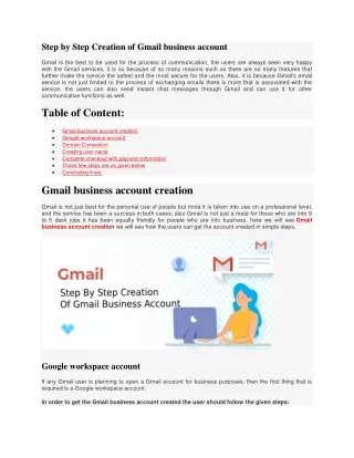 Step by Step Creation of Gmail business account