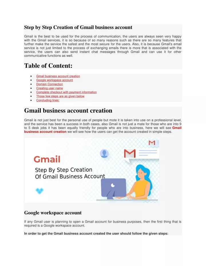 step by step creation of gmail business account