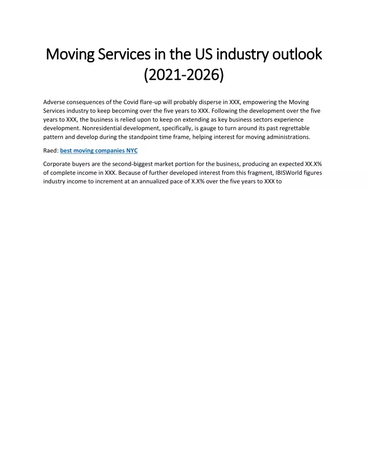 moving services in the us industry outlook moving